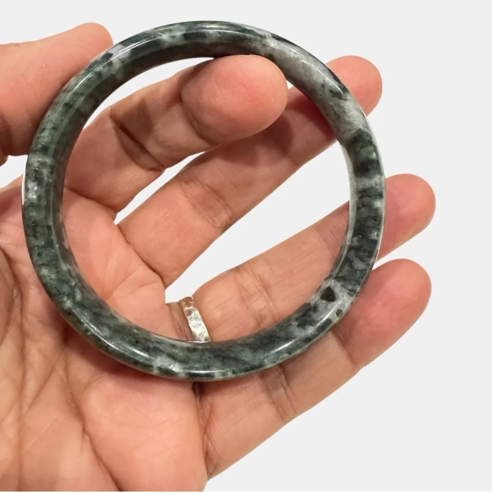 Moss Agate Stone Bangle Bracelet Polished Green Bracelet Natural Gemstone